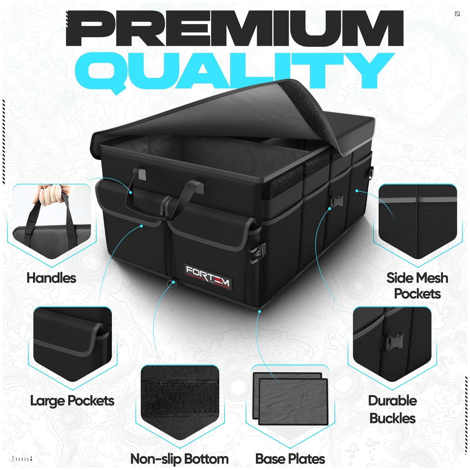 Fortem Collapsible Car Trunk Organizer and Storage Solution