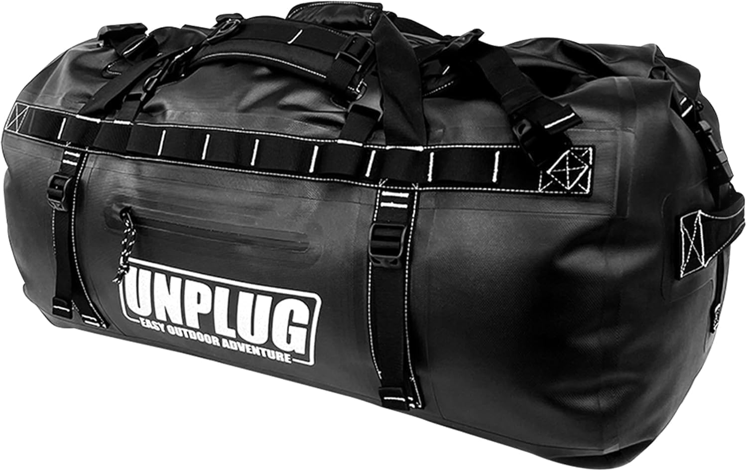 UNPLUG Ultimate Adventure | 1680D Heavy Duty Waterproof Bag | Large Travel Bag Which Can Be Used for Camping, Motorcycling, Boating, or Hunting| 65L Adventure Orange