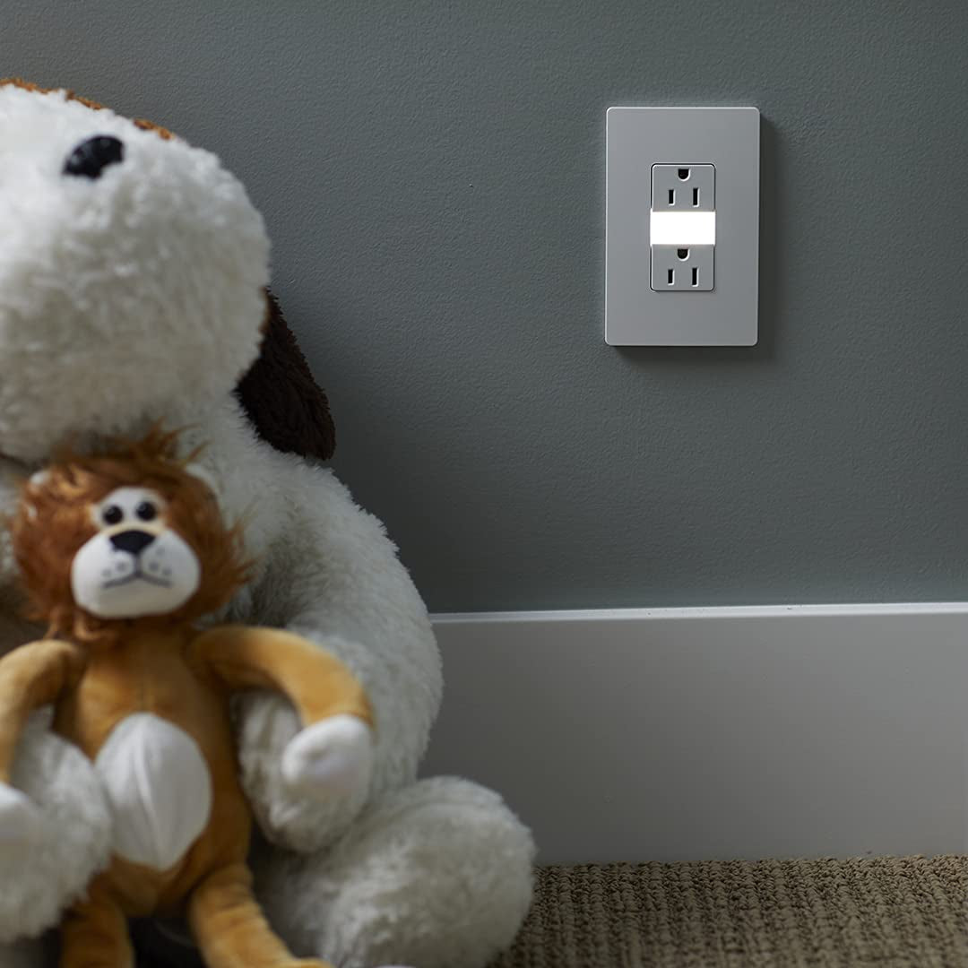 Legrand Radiant Adjustable LED Night Light Outlet - Safe, Tamper Resistant Design for Kids - White NTL885TRWCC6