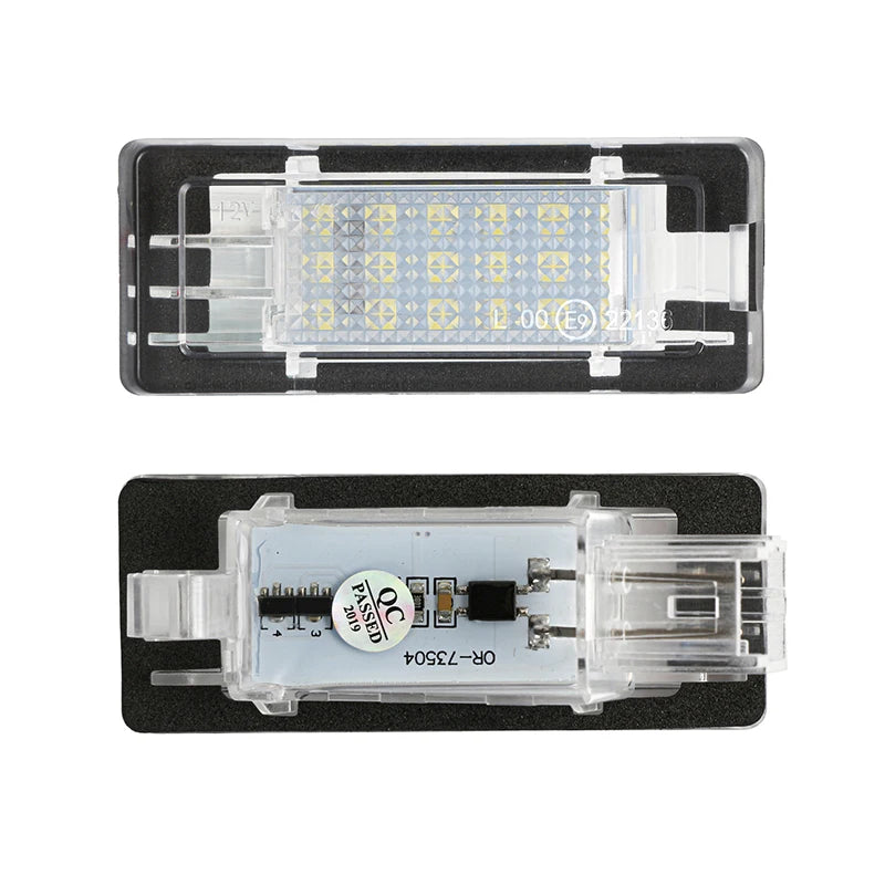 Set of 2 Error-Free LED License Plate Lights for Renault Espace, Laguna, Scenic, Fluence, Dacia Duster, and Logan - Automotive Accessories