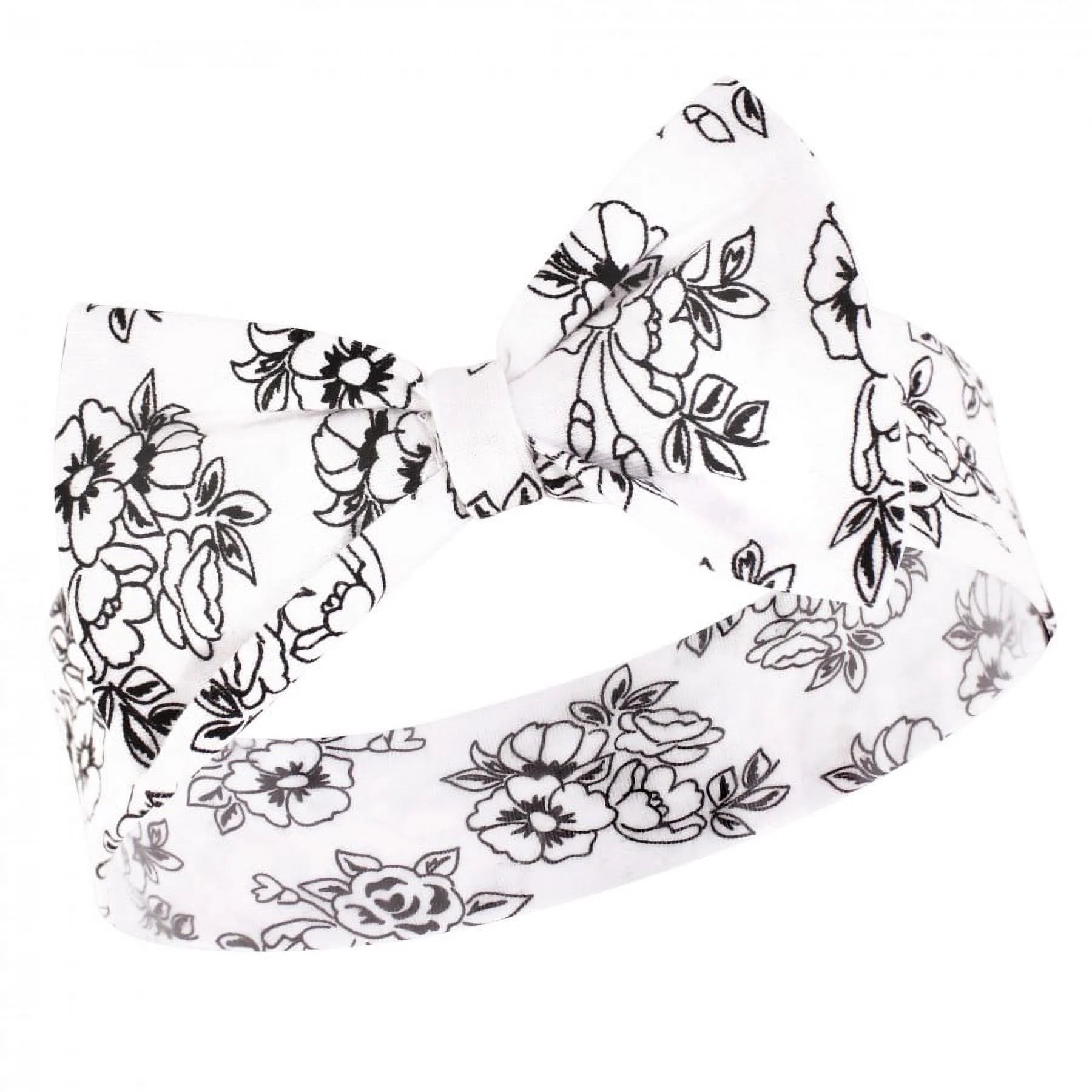 Hudson Baby Infant Girl Cotton Bib and Headband, Toile, 0-6 Months