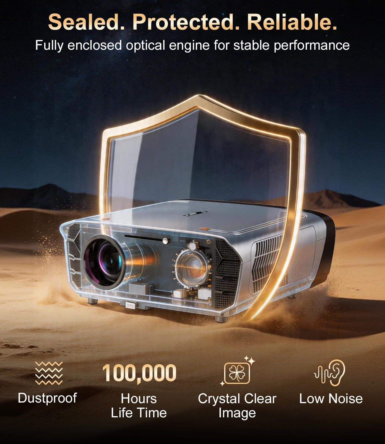 2550 ANSI Daytime Projector, 4K Smart Google TV Projector with Dual 35W Speakers Dolby Audio, Shorter Throw, Tof Autofocus, HDMI ARC, NFC Wifi 6 & Bluetooth 5.4 for Home/Outdoor Movie Nights, Gaming