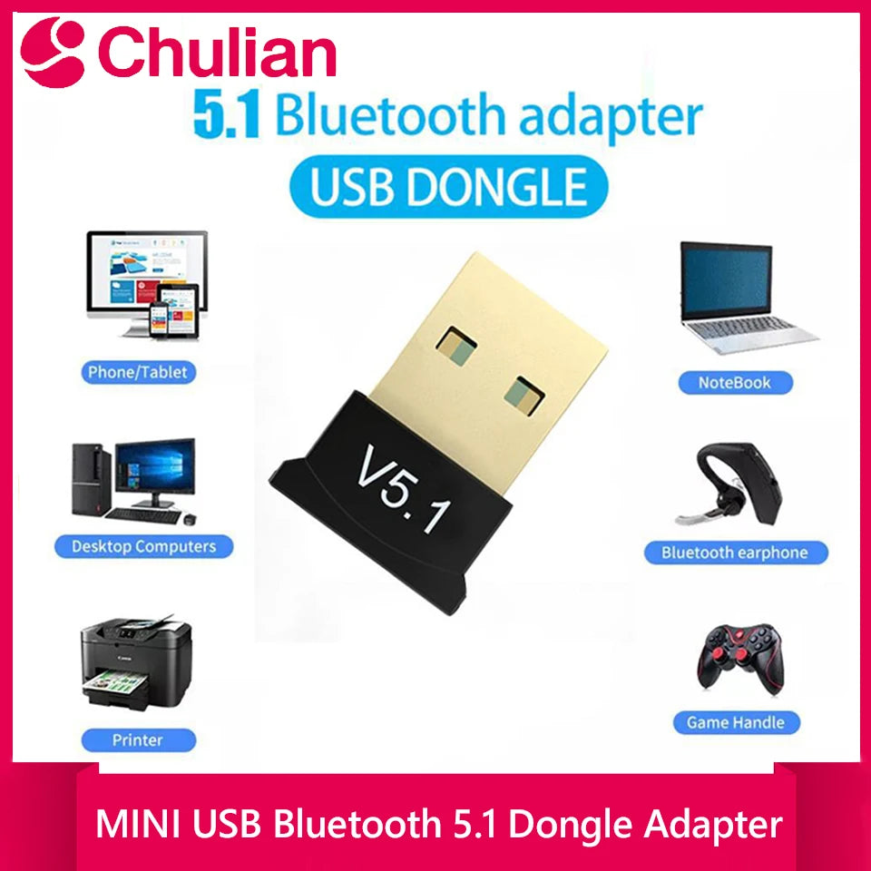 MINI USB Bluetooth 5.1 Dongle Adapter for PC Laptop Mouse Keyboard Tablet Phone Printer Game Speaker Wireless Transmit Receiver