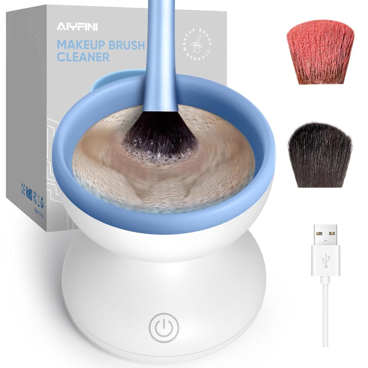Alyfini Electric Makeup Brush Cleaner - Professional Kabuki & Foundation Brush Cleaning Tool, Perfect Gift for Women & Stocking Stuffers!