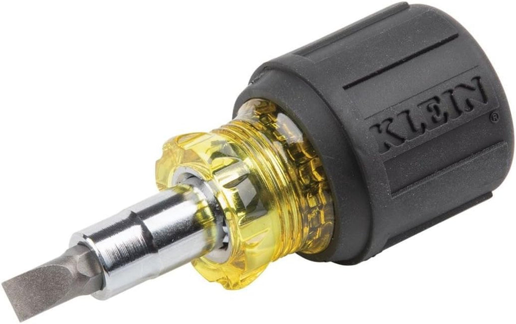 Klein Tools 32561 6-in-1 Stubby Multi-Bit Screwdriver & Nut Driver - Versatile Tool with 2 Phillips, 2 Slotted, and 2 Nut Drivers