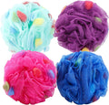 BTYMS Premium Mesh Poufs - Exfoliating Bath Sponges & Shower Loofahs (Pack of 4) for Ultimate Body Wash Experience