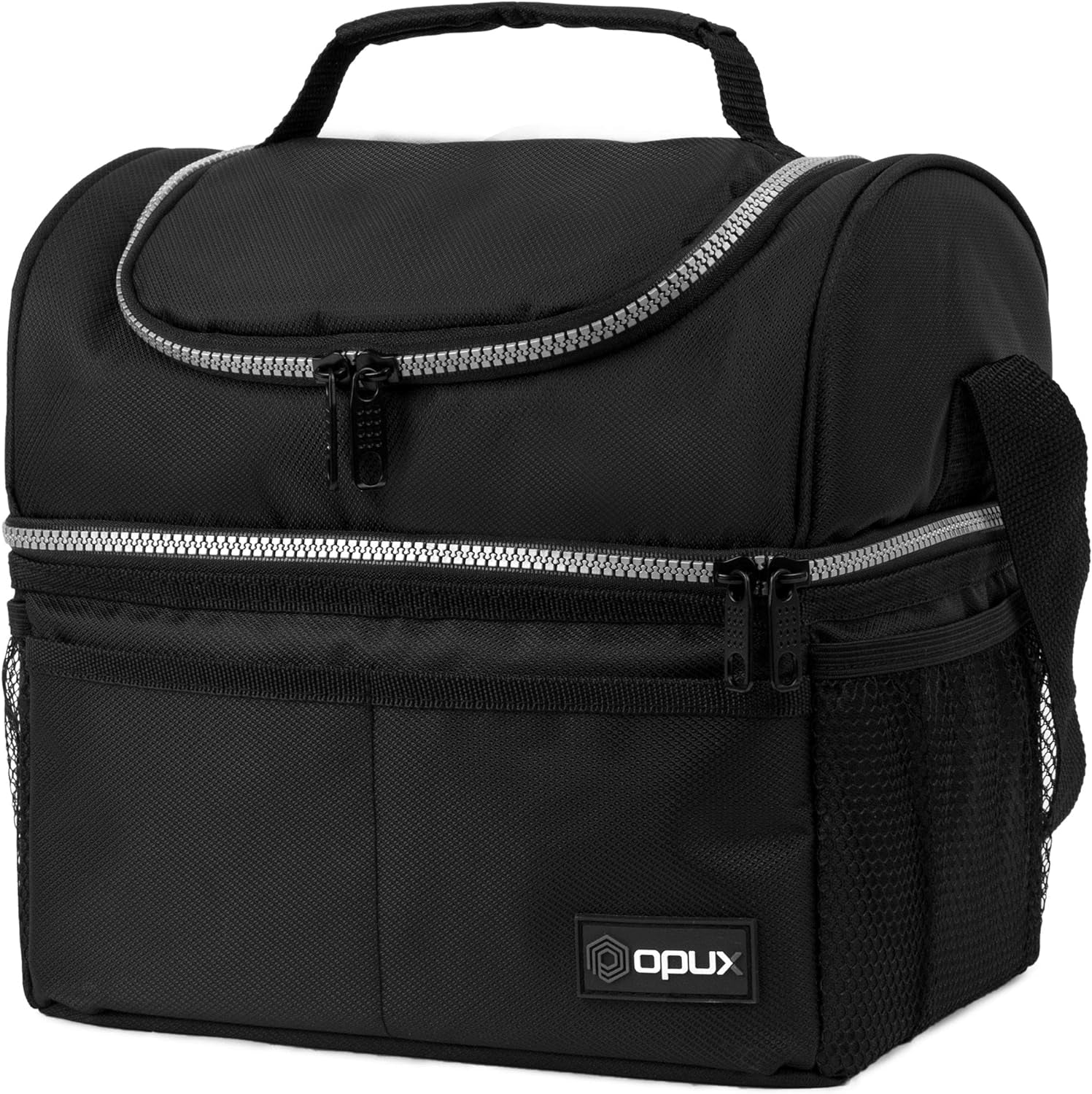 OPUX Insulated Double Decker Lunch Box - Large 12L Leakproof Cooler for Adults & Kids - Aqua Turquoise Soft Tote for Work & School Meal Prep