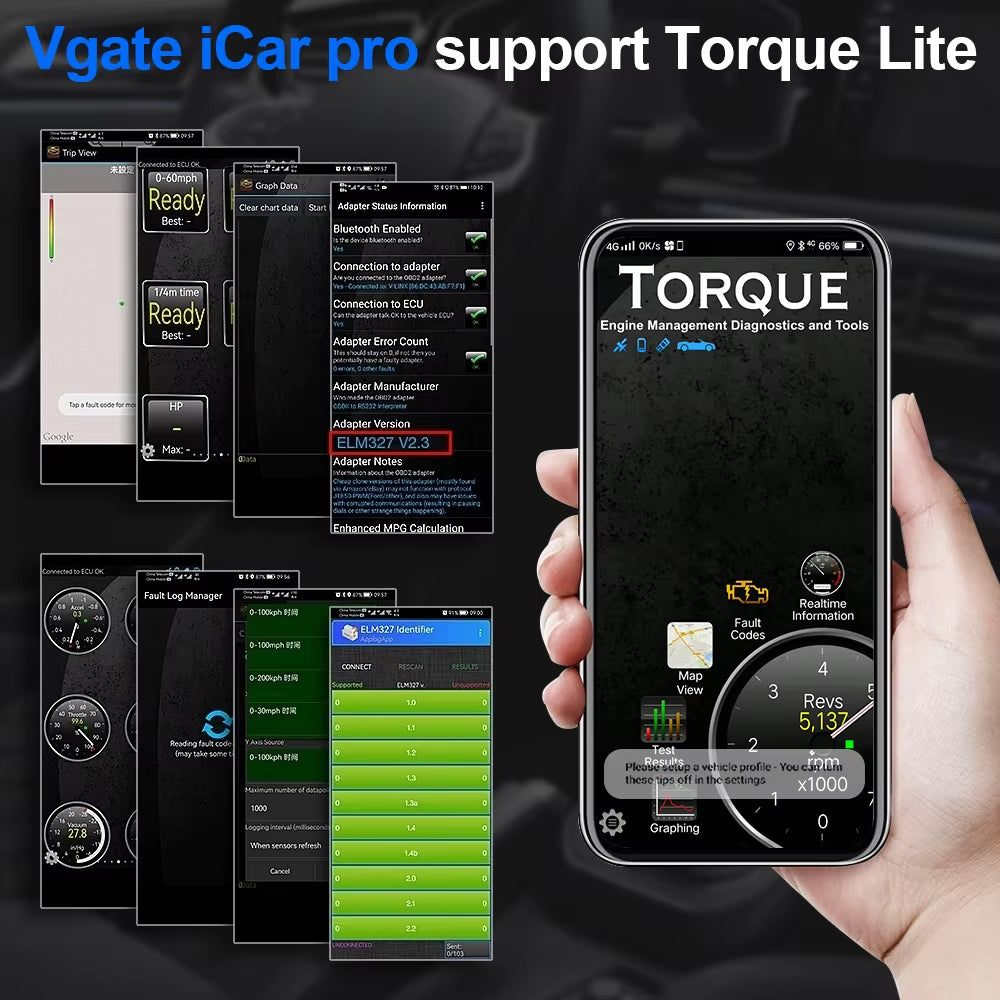 Vgate Icar Pro Elm327 V2.3 OBD 2 OBD2 Car Diagnostic Tool WIFI Bluetooth 4.0 for IOS Scan Tool ODB2 Auto Scanner PK ELM 327 V1 5