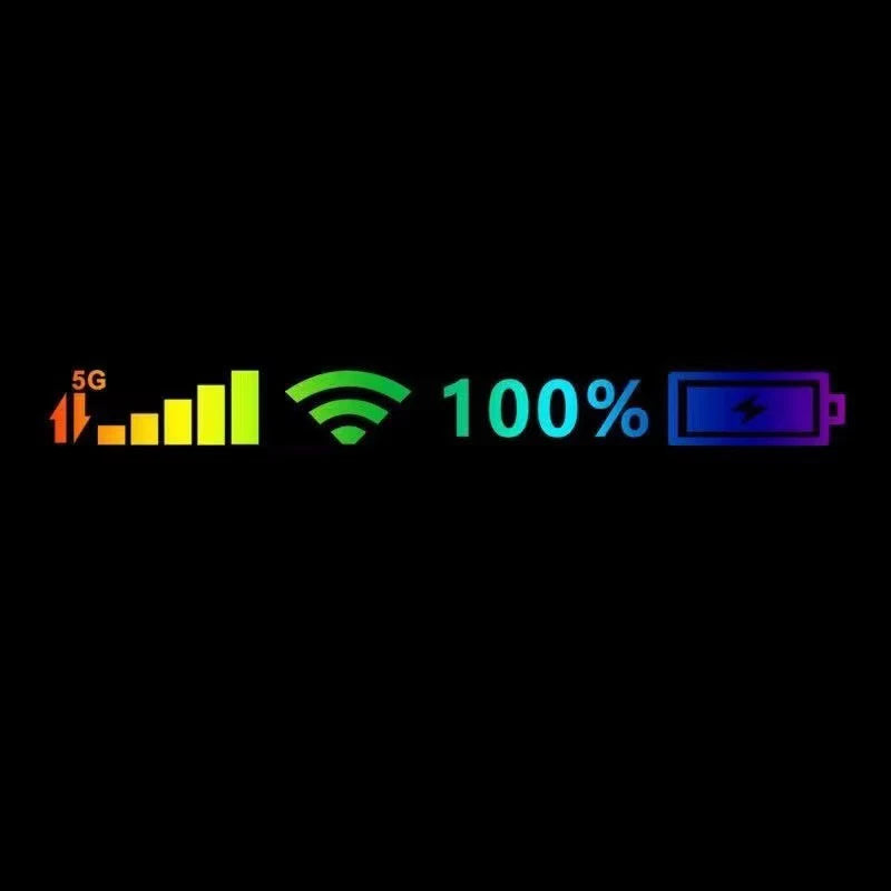 Reflective Vinyl Decals for Car and Motorcycle Windshields - 100% Battery Pattern WiFi Signal Stickers and Accessories