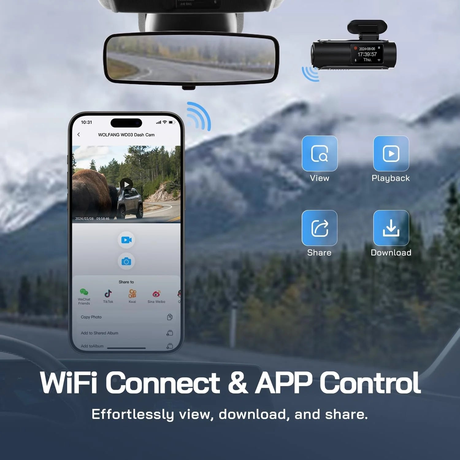 4K Front and 1080P Rear Dual Dash Cam - 3" IPS Screen, 170° Wide Angle, Night Vision, G-Sensor, Loop Recording, Parking Monitor, 128GB Support