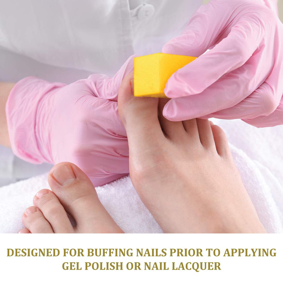 Forpro Ultra Gold Buffing Block - 240 Grit, Four-Sided Nail Buffer for Manicure & Pedicure, 20-Count, 3.75" L x 1" W x 1" H