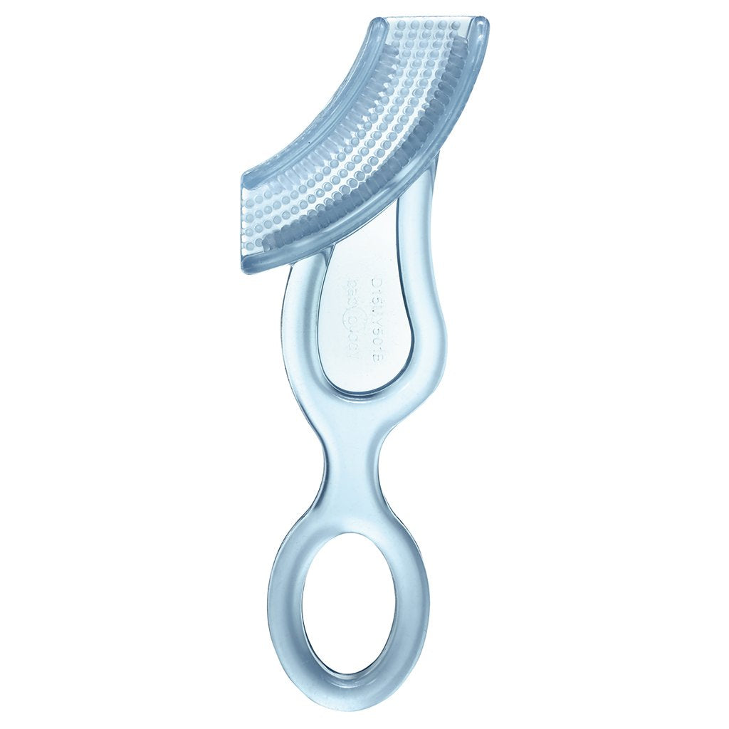 Brilliant Baby’S First Toothbrush & Teether - Dentist Recommended, Freezer-Safe Silicone for Ages 4+ Months, Teething Relief + Dental Care, Dishwasher Safe, Blue