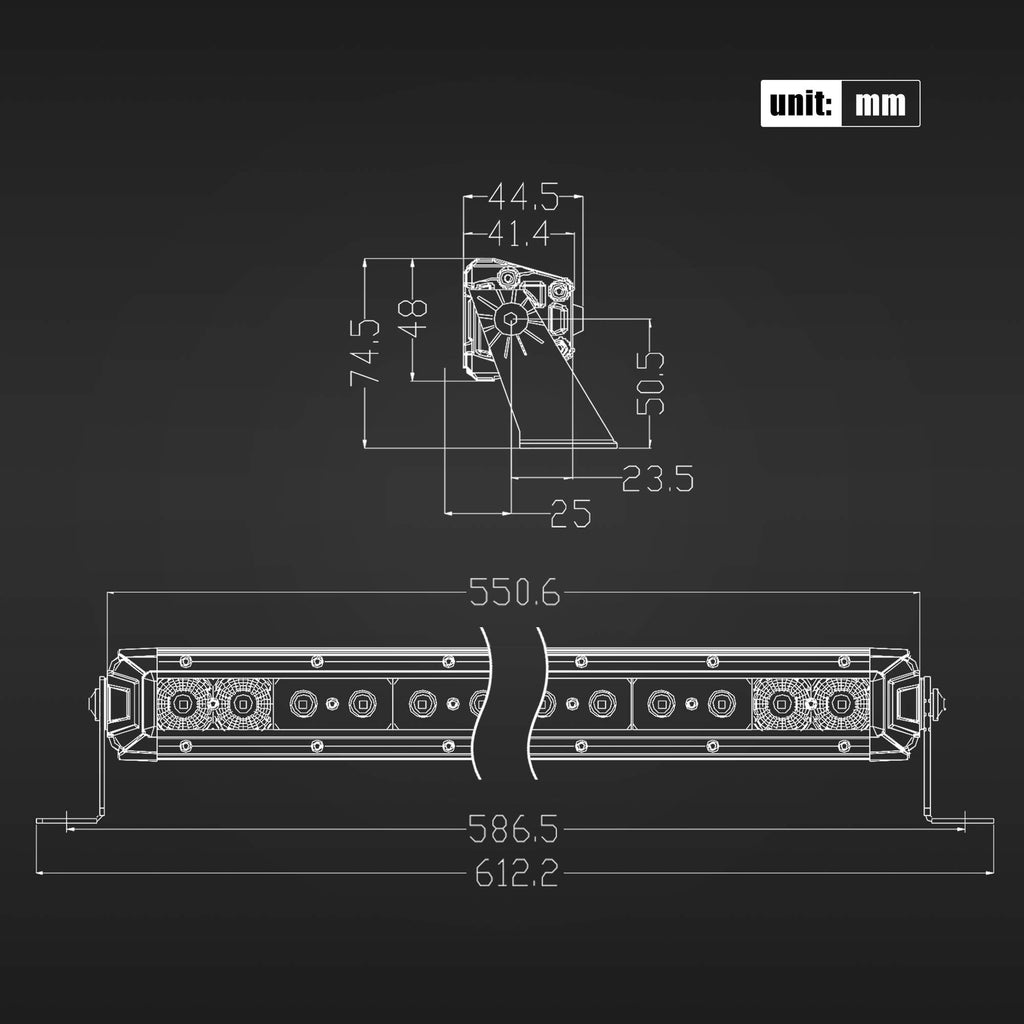 22-Inch LED Light Bar - Single Row Flood and Spot Beam Combo, 20,000 Lumens for Off-Road Use