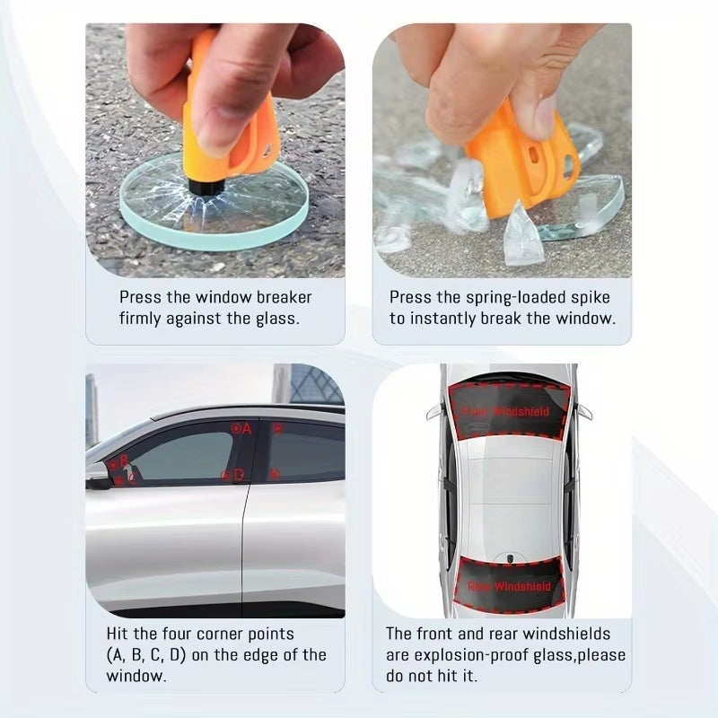 3-in-1 Automotive Safety Hammer and Window Breaker Tool