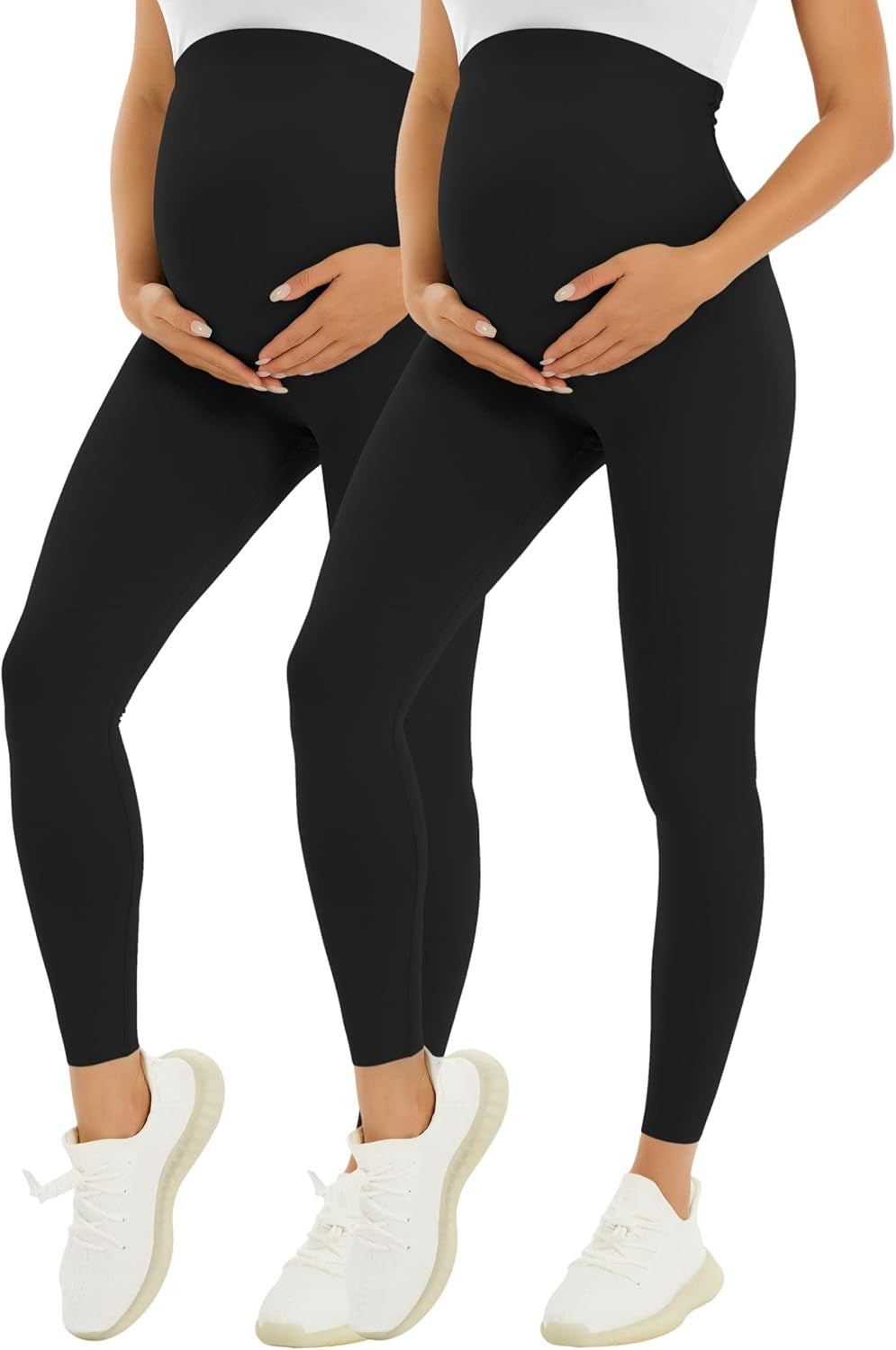 BONVIGOR Women'S Maternity Leggings over the Belly Pregnancy Workout Leggings Full Length Pregnant Active Wear Yoga Pants