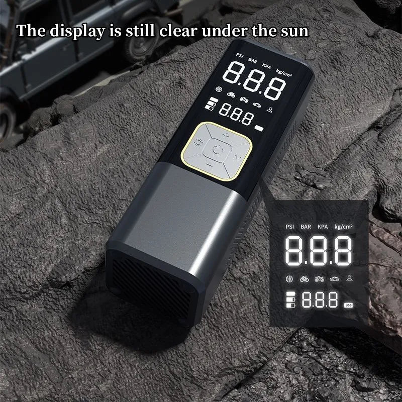 Car Air Compressor Portable Electric Air Pump Wireless Car Tyre Inflator Digital Display Bicycle Ball Pump for Auto Accessories