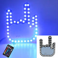 Colorful RGB LED Gesture Light for Vehicles - USB Hand Lamp with Middle Finger Design - Fun Car Accessories
