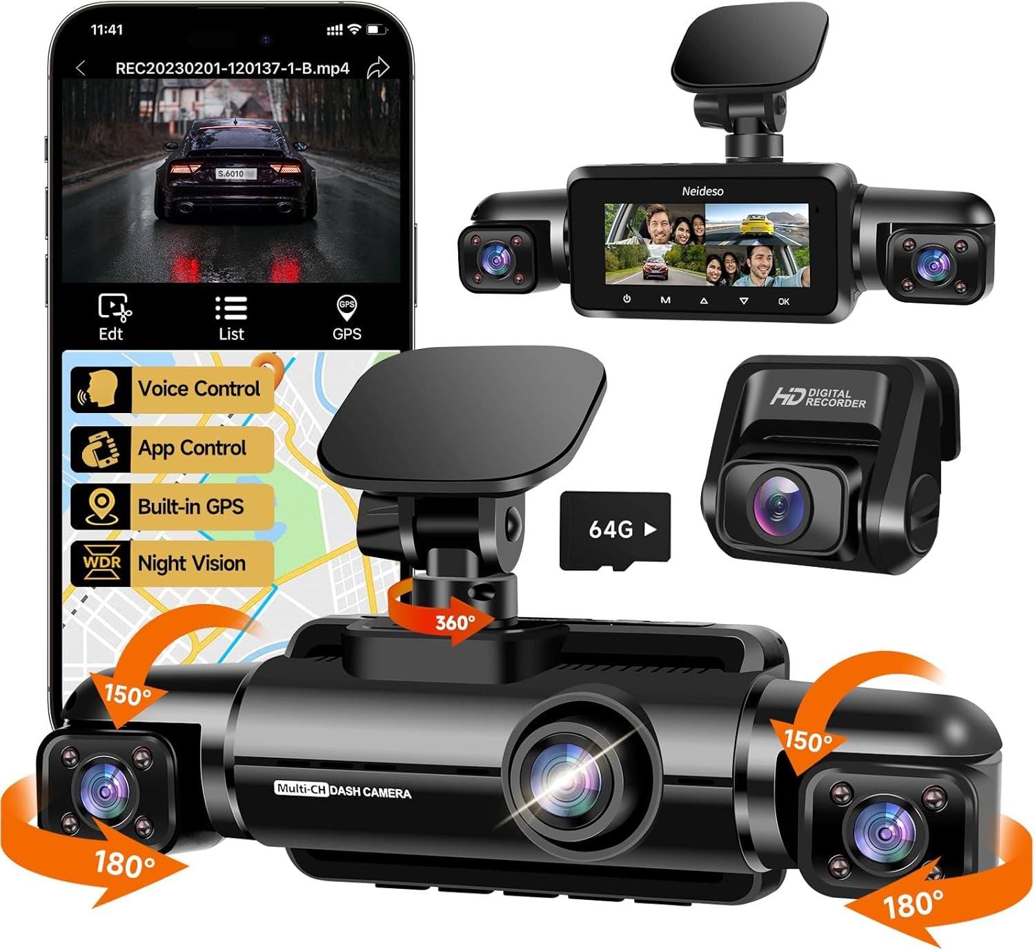 Mejor Camara De Seguridad FHD 1080P Para Carros De 360° Cámara De 4 Canales