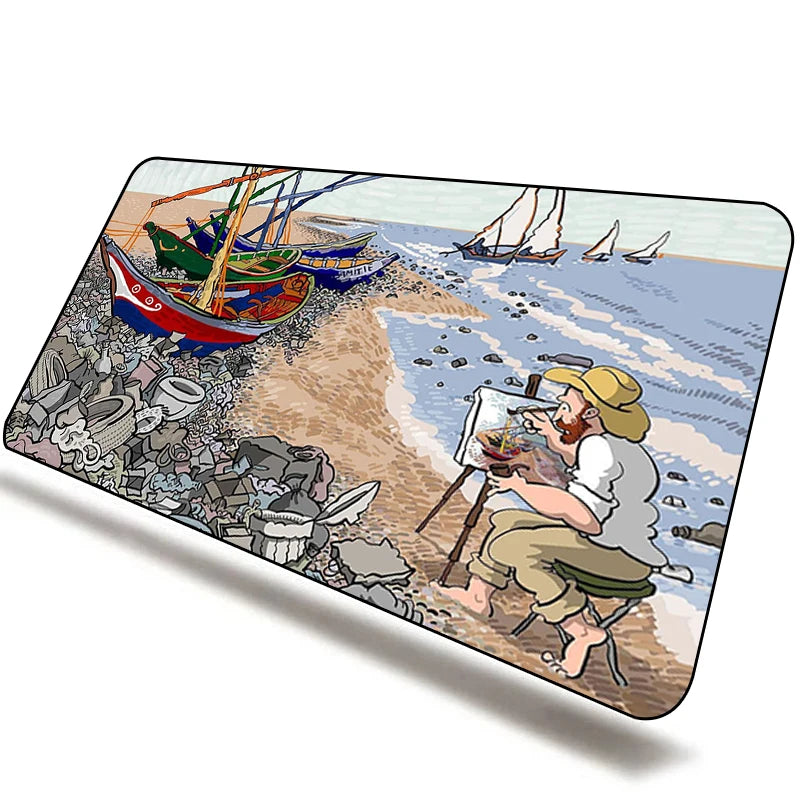 Van Gogh-Inspired Large Non-Slip Mouse Pad for PC Gamers - XXL Gaming Desk Mat and Keyboard Accessory
