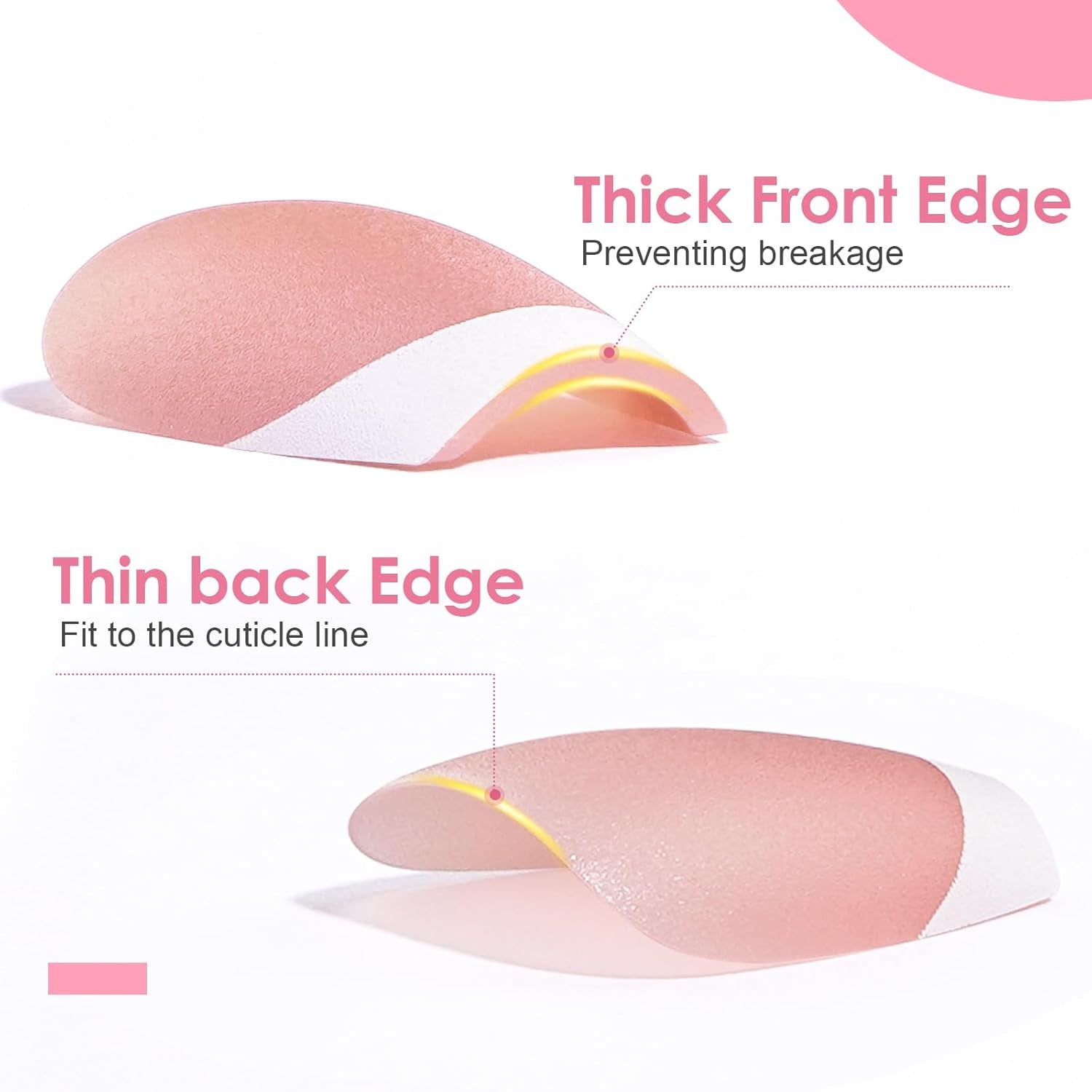 Canvalite 300Pcs French Tip Press on Nails - Pre-Colored Almond Fake Nails with Designs for Quick & Easy DIY Nail Extensions - Perfect Valentines Day Gift in Pink & White