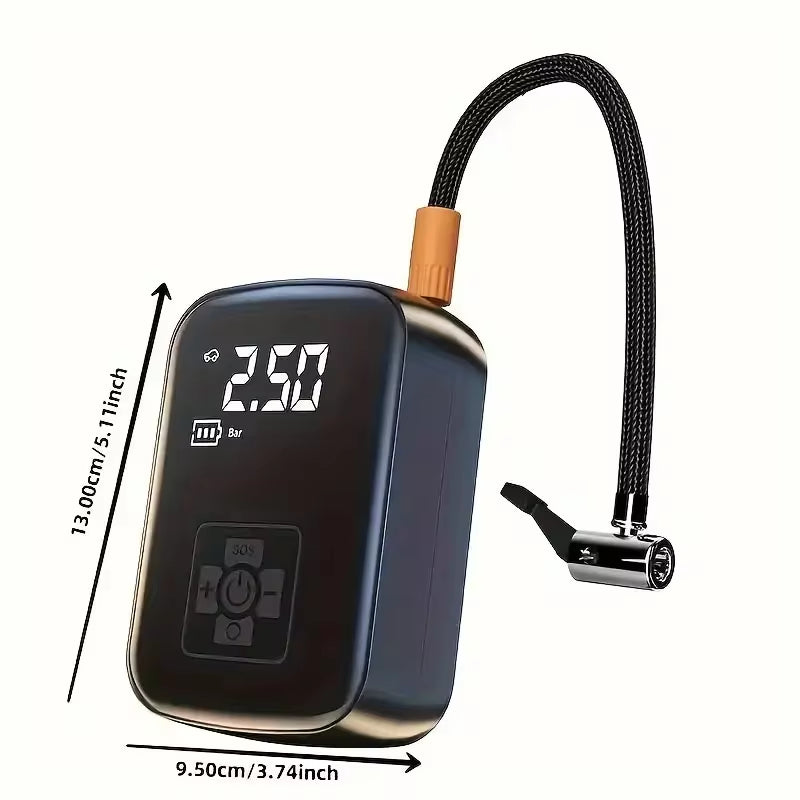 LEIBOO Wireless Electric Tire Inflator and Air Compressor for Motorcycles, Bicycles, and Automobiles with Digital Display