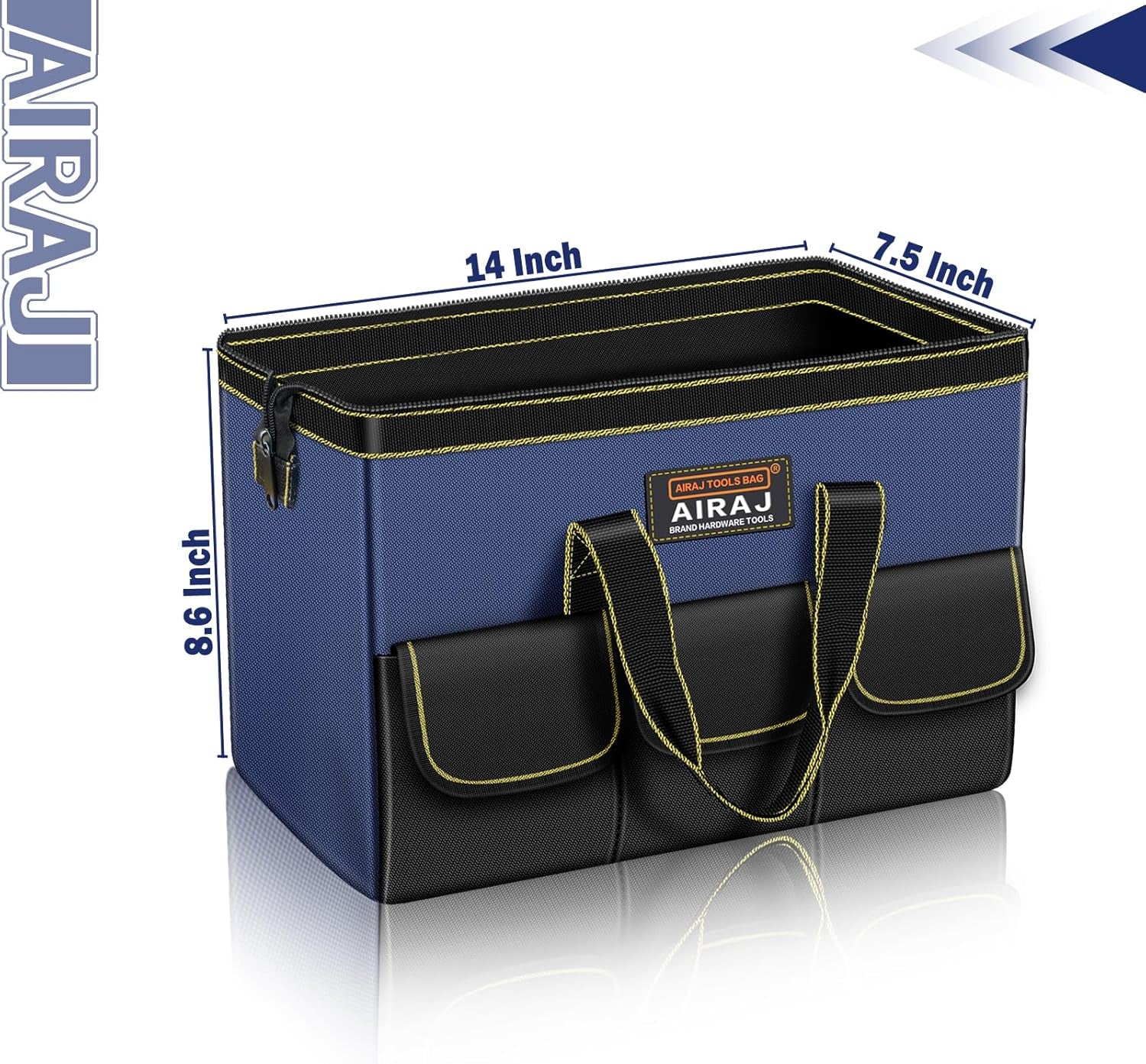 AIRAJ 14-Inch Wide Mouth Tool Bag - Ultimate Organizer for Home Repairs, Garage Storage & Professional Work - Portable Small Toolbag for Men