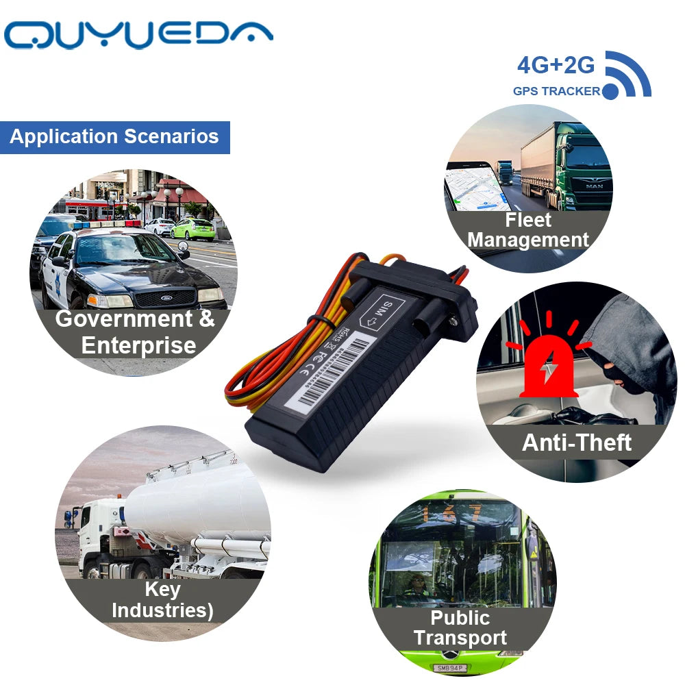 Waterproof Mini 4G Car GPS Tracker with One Year Sim Card Anti-Theft Motorcycle Tracking Device Geo-Fence Vehicle Locator Fleet