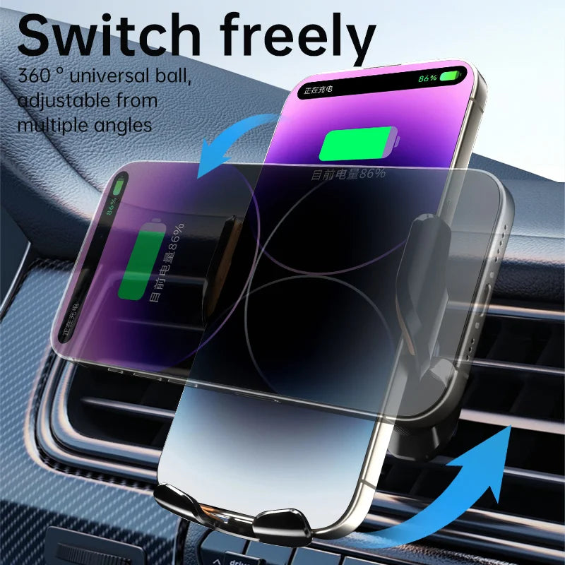 Non-Slip Car Wireless Charger Phone Holder Stand Air Vent Cellphone Bracket for Iphone Samsung Xiaomi Auto Fast Charging Station