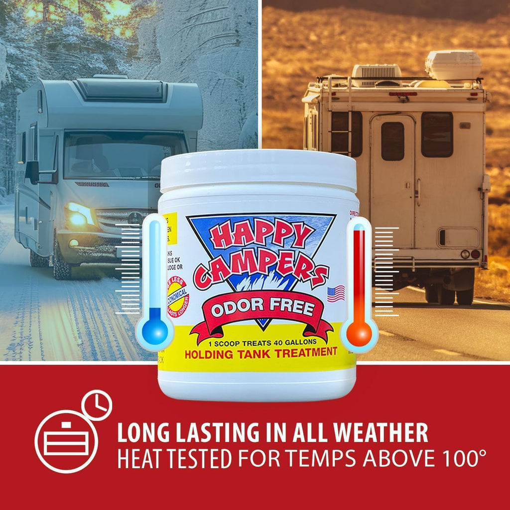 Happy Campers RV Toilet Treatment - Ultimate Odor Control & Long-Lasting Tank Care (18 Treatments) - Prevent Clogs, Buildup & Sensor Failures for a Clean, Healthy, Odor-Free RV Experience