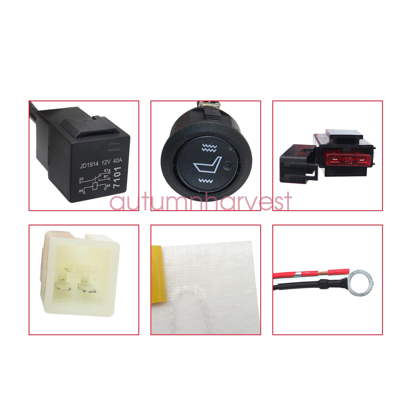 12V Universal Round Heated Seat Kit with 2 Seats and 4 Heating Pads