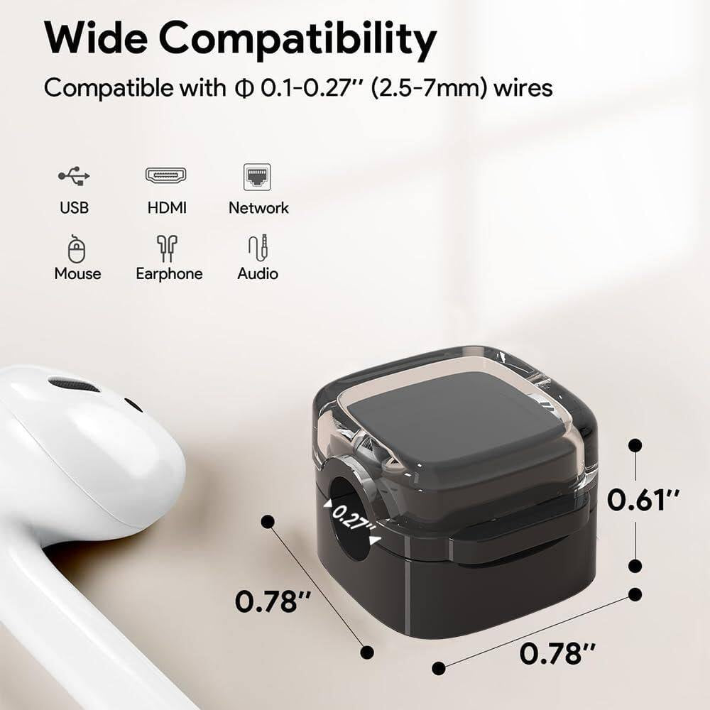 Black Crystal 9-Pack Magnetic Cable Clips, Adjustable Cord Holder for under Desk Cable Management for Home Office Desk