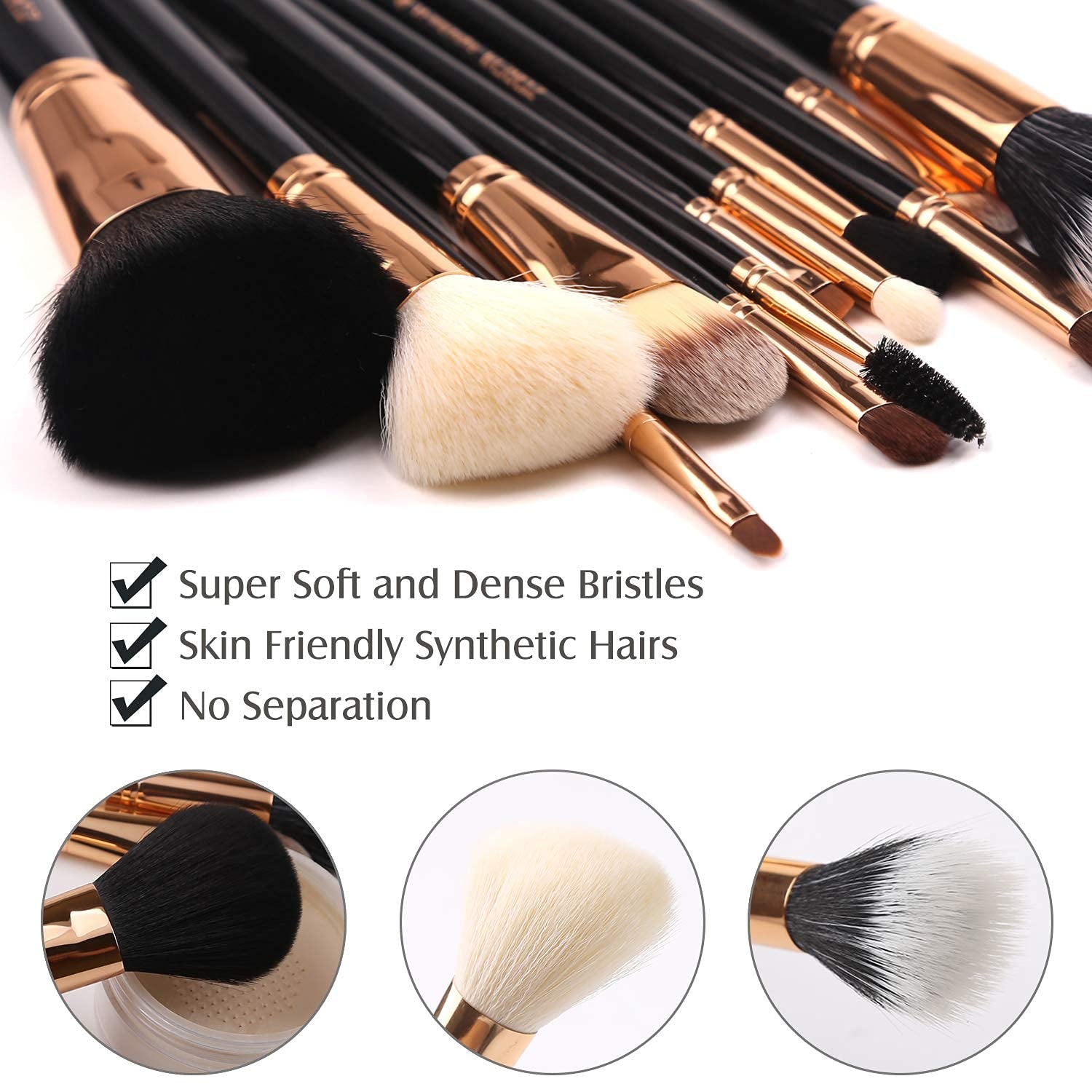 Z'OREYA 12-Piece Premium Travel Makeup Brush Set - Essential Synthetic Hair Tools with Stylish Black Holder