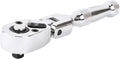 ARES 42043 Flex Head Stubby Ratchet - 1/4-Inch Drive 72-Tooth Precision Tool with Quick Release & Reversible Design - Durable Chrome Vanadium Steel with Mirror Polish Finish