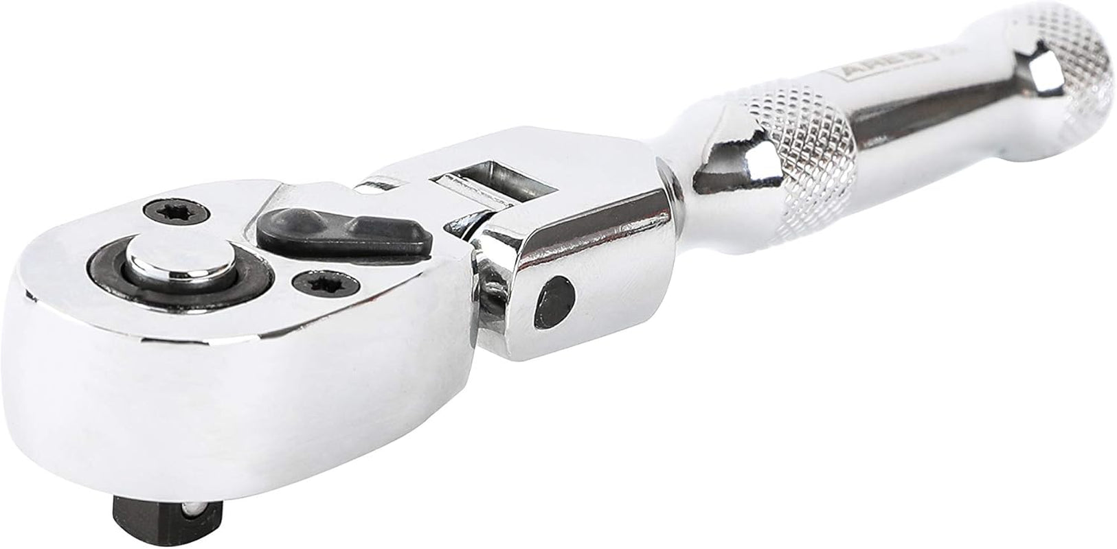 ARES 42043 Flex Head Stubby Ratchet - 1/4-Inch Drive 72-Tooth Precision Tool with Quick Release & Reversible Design - Durable Chrome Vanadium Steel with Mirror Polish Finish
