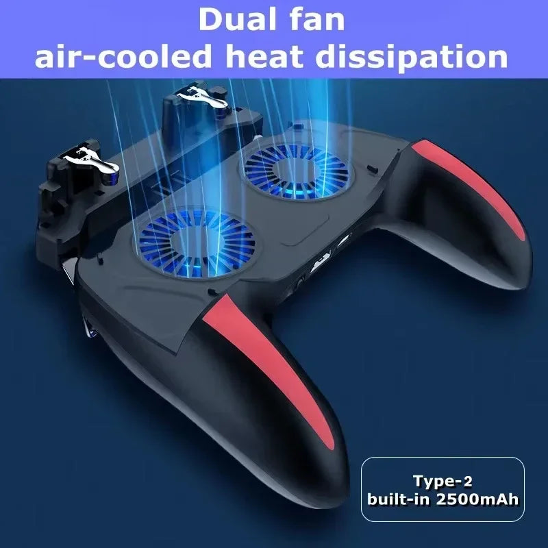 H10 Four-Finger Mobile Game Controller with Radiator for Aim Shooting - Joystick Accessory for iOS and Android Gaming