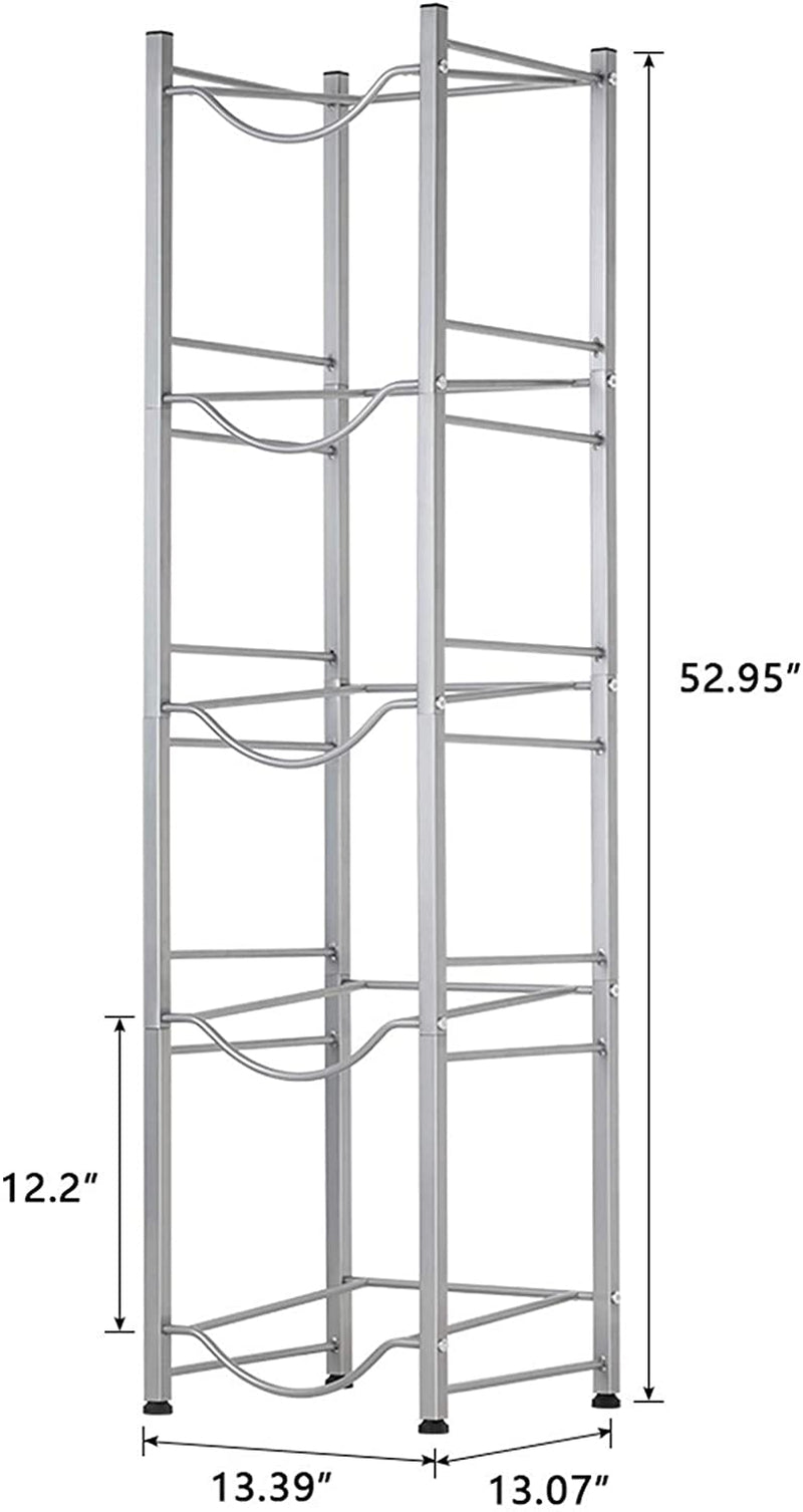 MOOACE 5-Tier Detachable Water Jug Rack - Stylish 5 Gallon Bottle Holder for Kitchen, Office, and Home in Silver