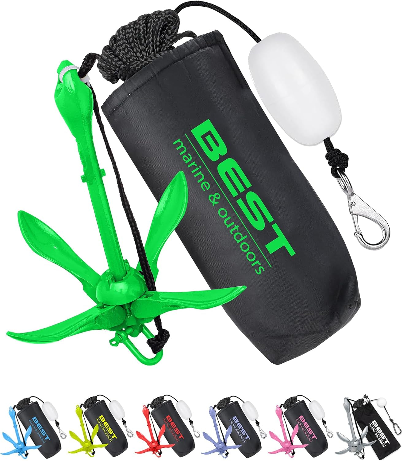 Best Marine and Outdoors Kayak Anchor, 3.5 Pound Anchor System Kit for Kayaks, Canoes, SUP Paddle Boards & Jet Skis, Fishing, Boating & Kayaking Accessories