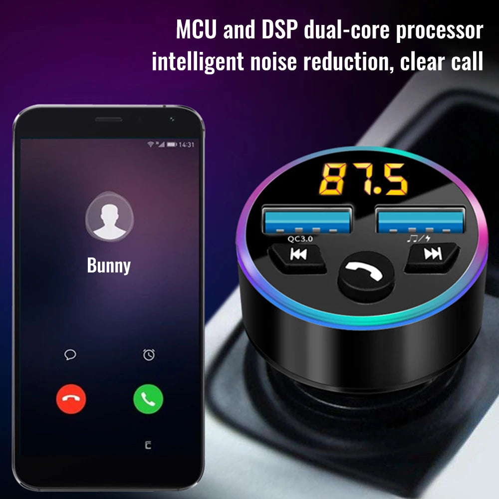 Car Wireless Bluetooth 5.0 FM Radio Transmitter USB MP3 Radio Charger Adapter FM Transmitter Car MP3 Player Flash Drive Plug Car