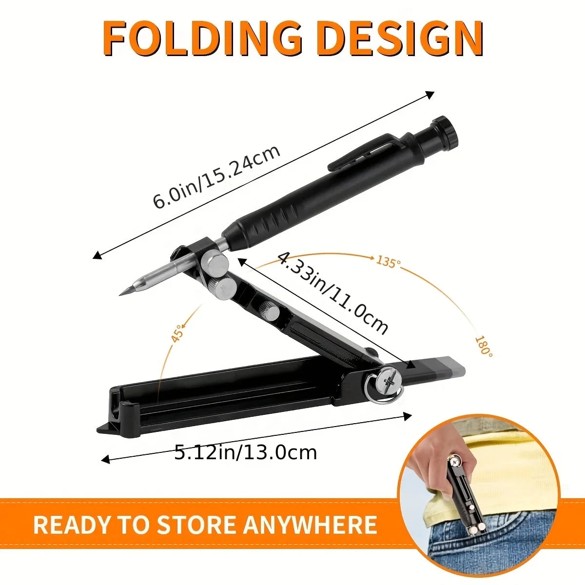 Carpentry Graffiti Line Measuring Hand Tools Multi-Function Scribing Tool Aluminum Alloy Scribe Tool with Deep Hole Pencil