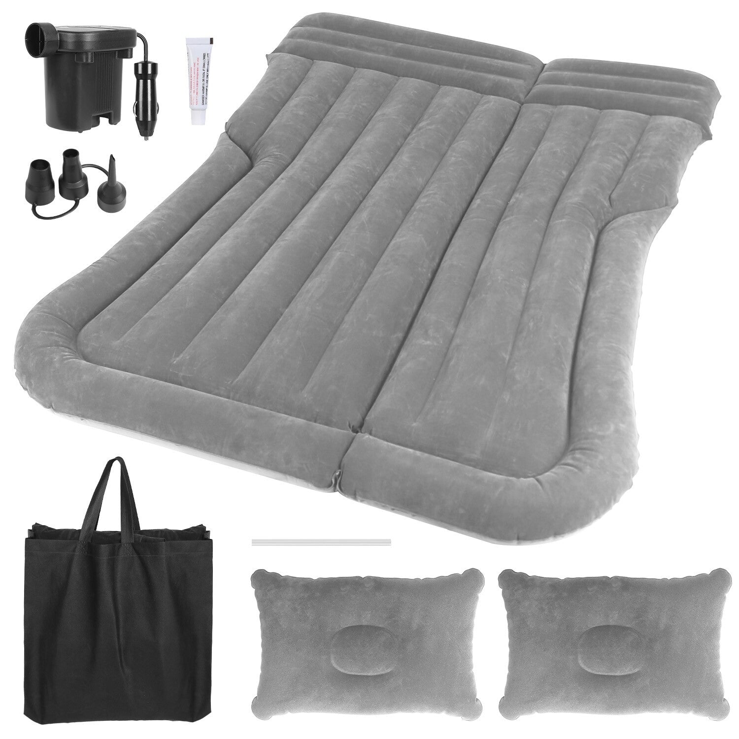 Inflatable Travel Car Mattress with Air Bed for Back Seat Comfort, Includes Two Pillows and Pump