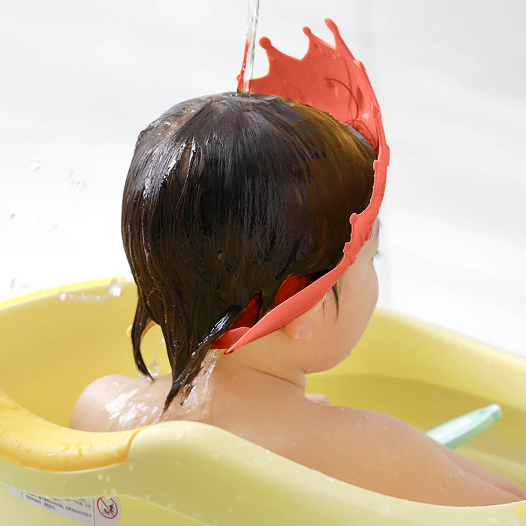 Feledorashia Baby Shower Cap Bathing Cap Soft Adjustable Visor Hat Safe Shampoo Shower Bathing Protection Bath Cap for Toddler, Baby, Kids, Children,Red