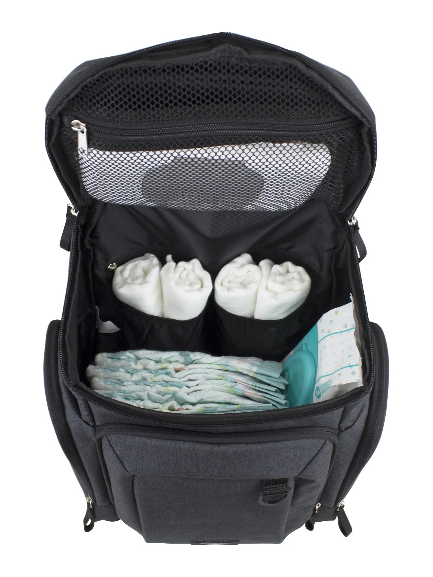 Eastsport Wooster St. Diaper Backpack, Large Capacity, Dark Grey with Changing Pad, Stroller Straps, and Insulated Pockets