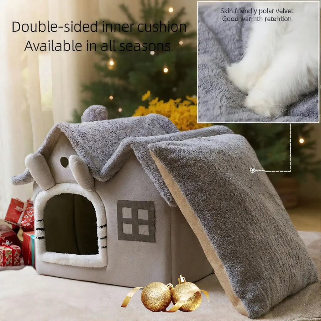 Premium Double Roof Indoor Pet House - Removable and Washable Dog Bed for All Seasons, Ideal for Cats and Dogs
