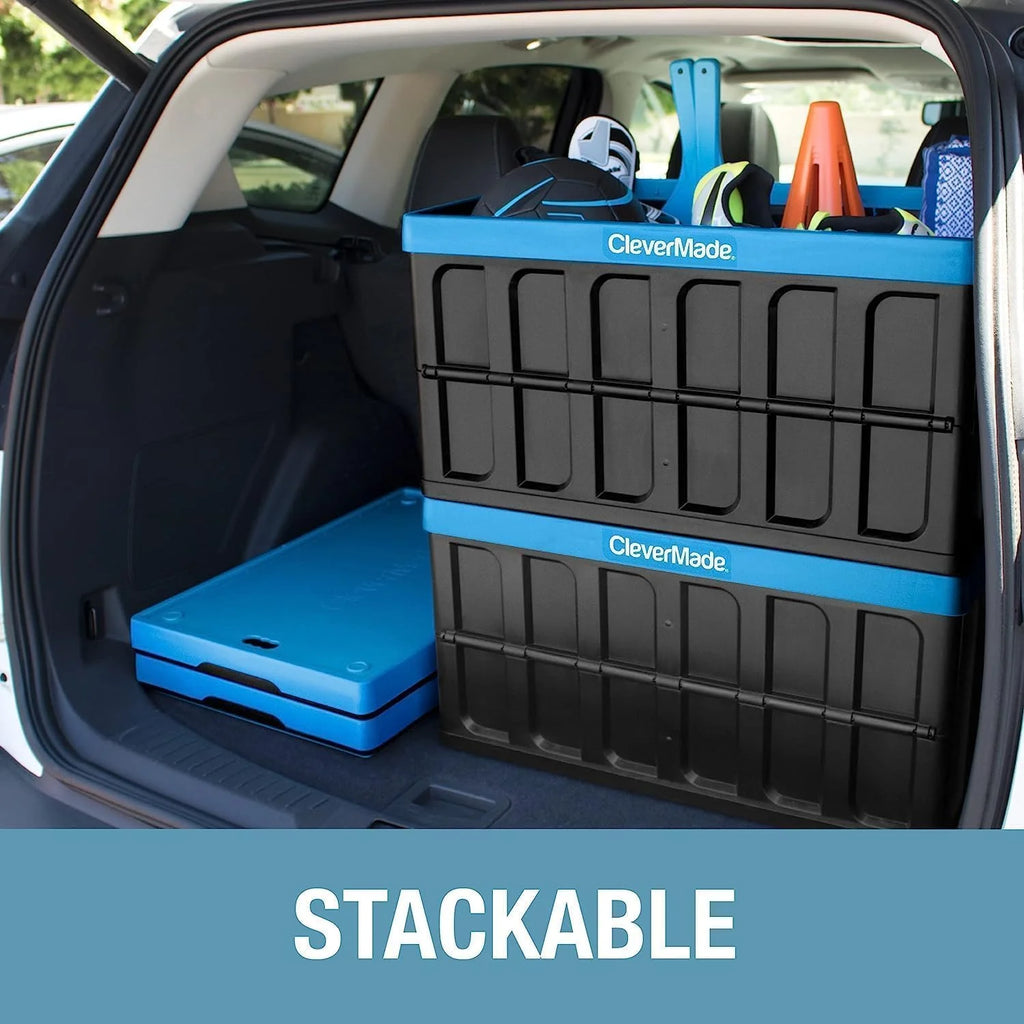 3 Pack Stackable Collapsible Storage Bin with Lid, 16 Gal Obsidian
