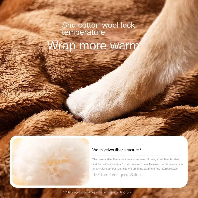 Three-Dimensional Bear Curved Cozy Winter Dog House and Cat Bed - Thickened Windproof Enclosure for Medium and Small Pets