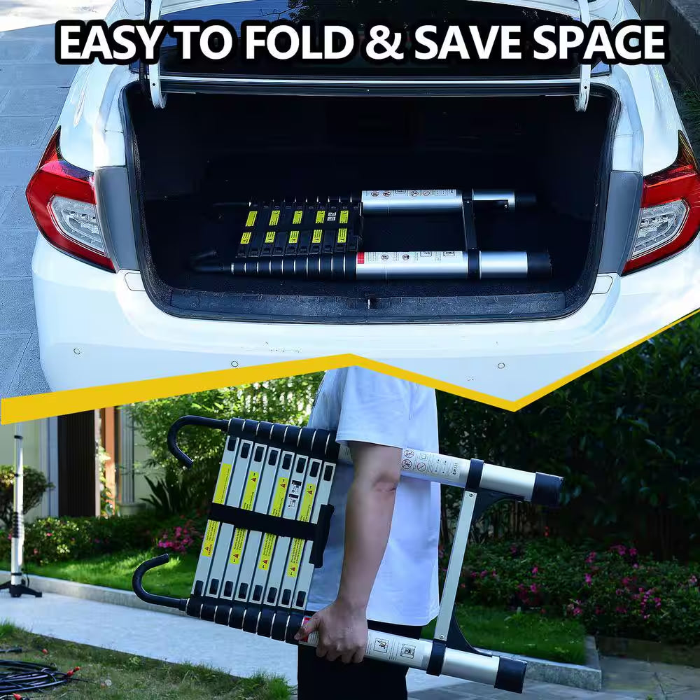 8.5 Ft. Reach Aluminum Alloy Multi-Purpose Folding Telescopic Ladder Step Stool Ladder