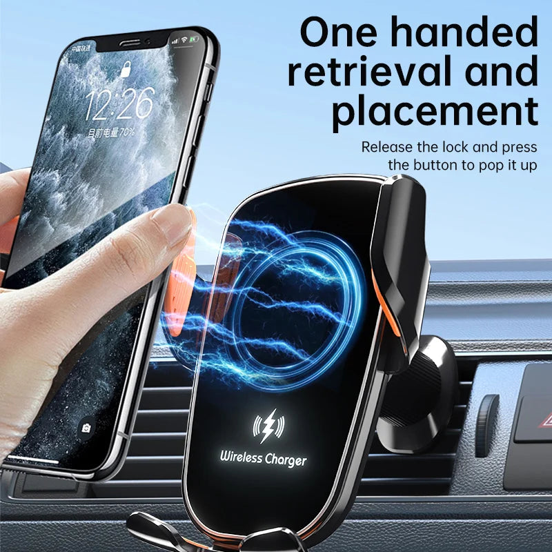 Non-Slip Car Wireless Charger Phone Holder Stand Air Vent Cellphone Bracket for Iphone Samsung Xiaomi Auto Fast Charging Station