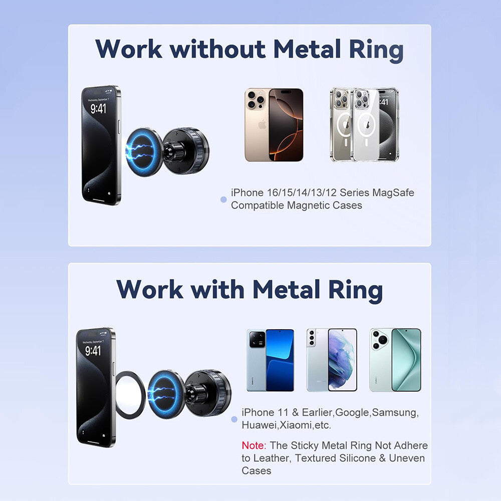 Magnetic Vacuum Car Phone Holder and Wall/Table Mount for MagSafe Compatibility
