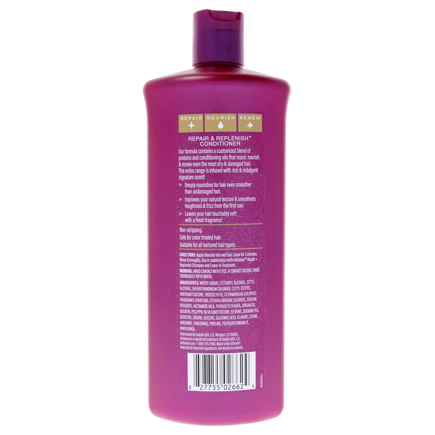 Infusium Repair & Replenish Nourishing Conditioner - Enriched with Keratin, Argan Oil & Ceramides for All Hair Types - 33.8 Oz