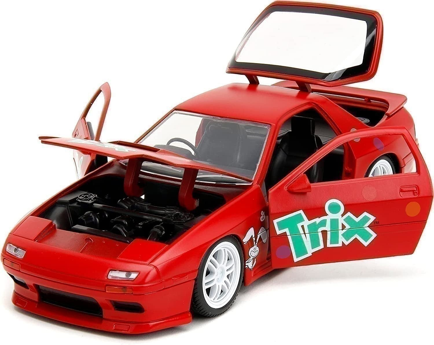 General Mills Trix 1:24 Scale 1985 Mazda RX-7 Die-Cast Model Car with 2.75" Trix Rabbit Figurine